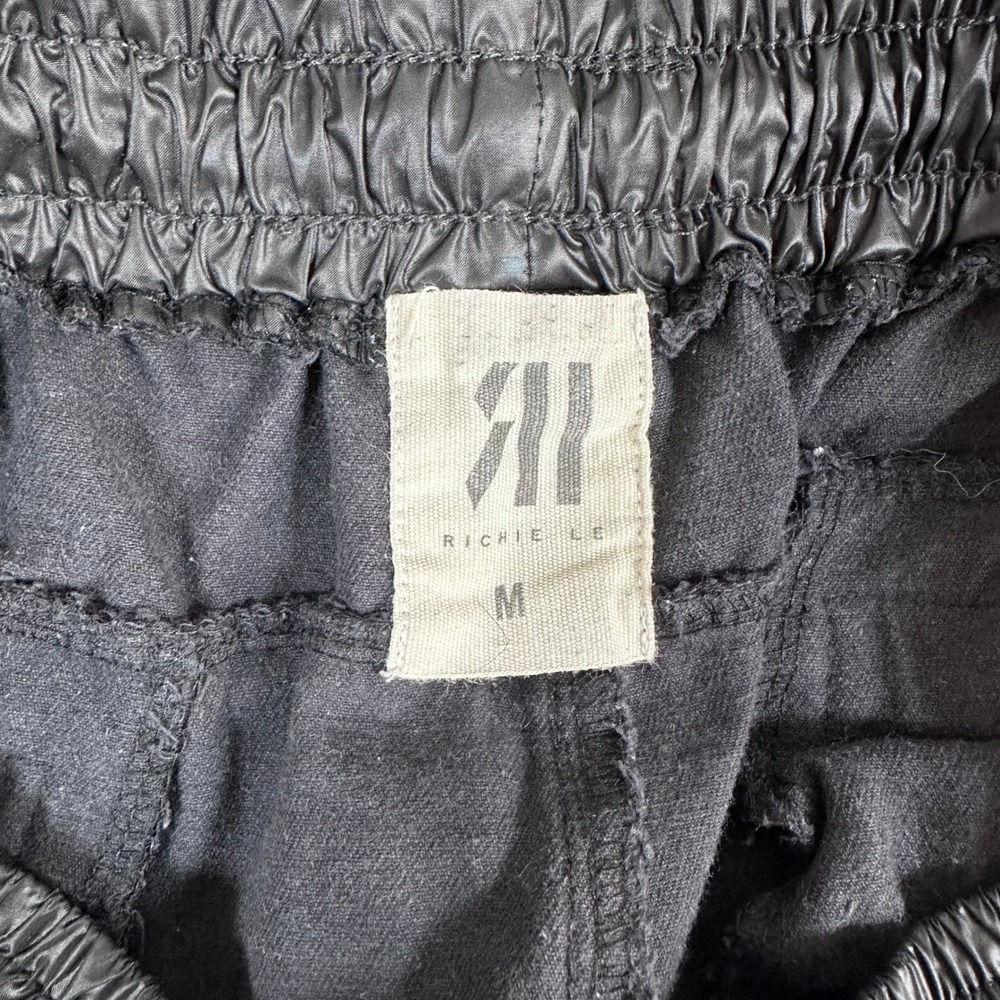 Richie Le Cargo Pants Mens Medium Black Ankle Zip Drawstring‎ Streetwear - Picture 3 of 8